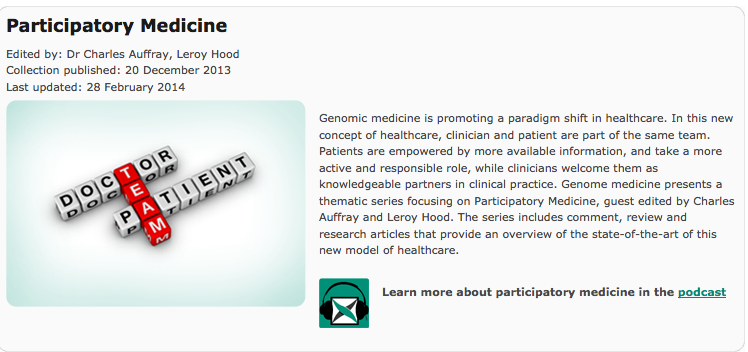 Genome Medicine featured ISB's Dr. Lee Hood in a series about participatory medicine.