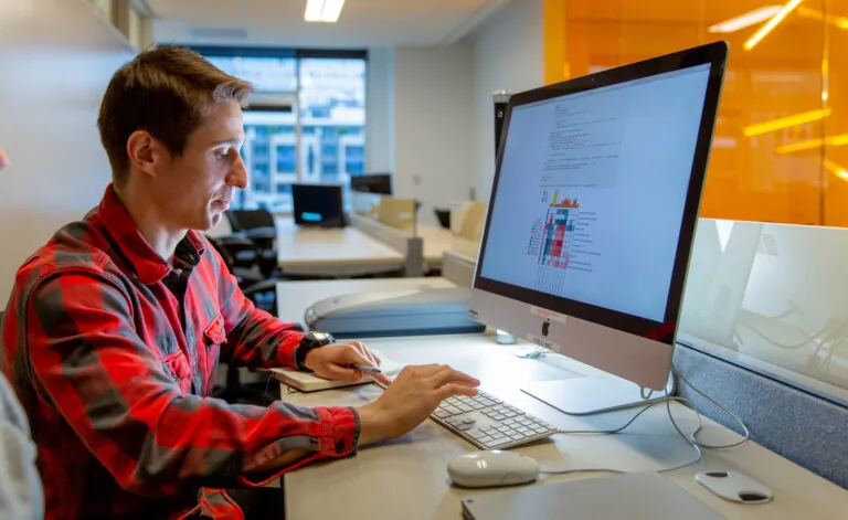 man on a computer