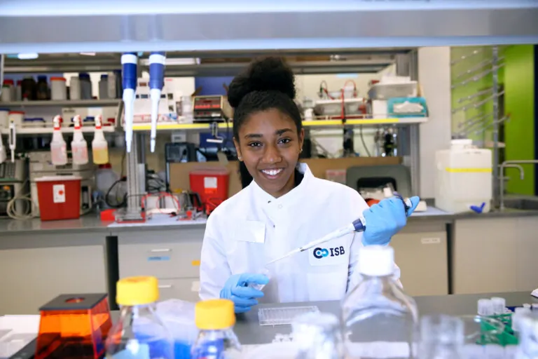 student working in a lab
