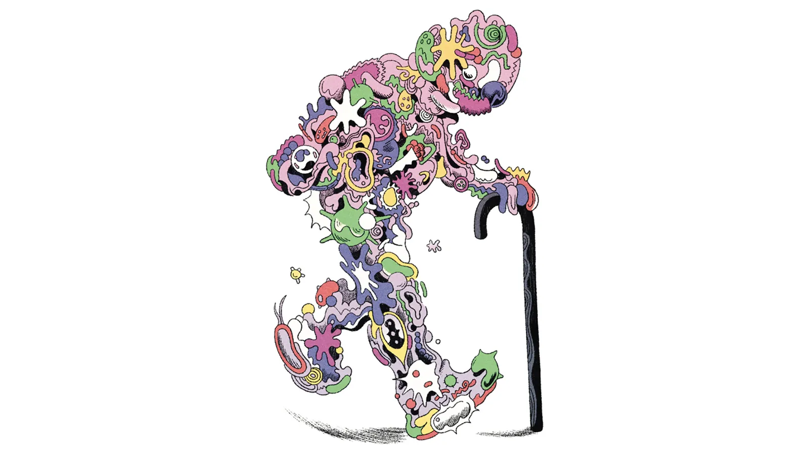man made of bacteria cartoon graphic