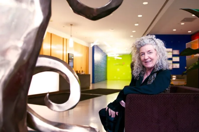 Ginny Ruffner in ISB lobby, 2015.