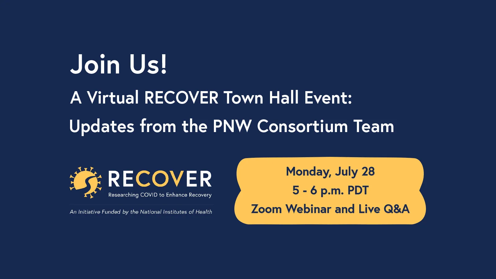 RECOVER July 28 Event Banner
