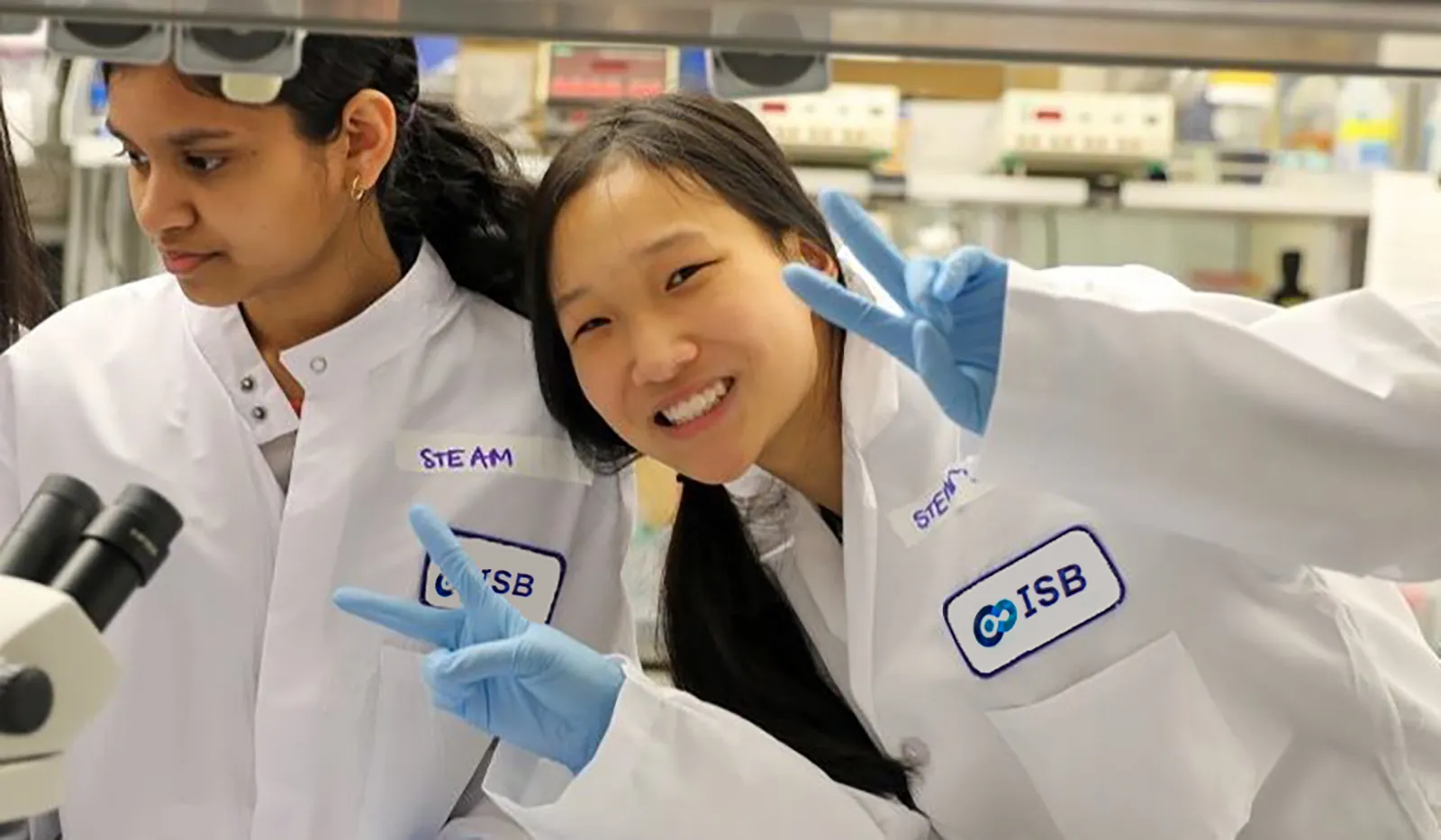 students in lab coats