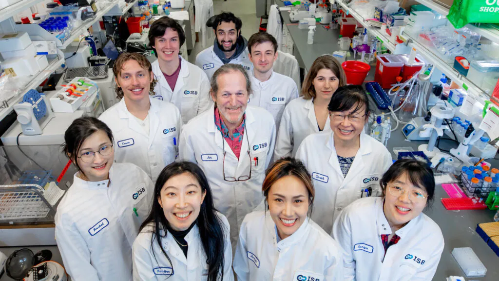 Dr. Jim Heath pictured with members of the Heath Lab in 2024 at ISB